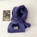 Estilo coreano otoño invierno bufanda de punto liso mujeres cuello cálido moda chic - 7# Púrpura Rejilla