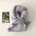Bufanda de punto lisa de otoño invierno estilo coreano para mujer, cuello cálido y suave, lila. - Lila Claro