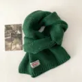Bufanda de punto lisa de estilo coreano, otoño e invierno cálido accesorio de protección de cuello. - 11# Verde Navidad
