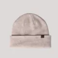 Solid color wool knitted beanie for women, warm winter folded cuff hat for outdoor travel. - M (56-58cm) / Beige