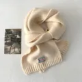 Elegante bufanda de punto lisa coreana otoño invierno cálida y gruesa para mujeres - Beige n.º 14