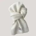 Bufanda de punto de color sólido estilo coreano para mujer otoño invierno cálido cuello suave - 15#Blanco