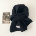 Bufanda de punto liso negro variante, cuello cálido de invierno para mujer, diseño elegante. - 16# Negro