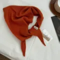 Sciarpa triangolare lavorata a maglia 100% pura lana ruggine calda moda invernale. - Arancione Zucca