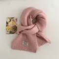 Bufanda de punto de color sólido estilo coreano para mujer, cálida y acogedora de invierno. - 18# Rosa