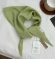 Sciarpa triangolare verde 100% pura lana donna autunno inverno caldo foulard elegante - Verde chiaro