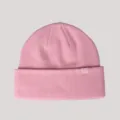 Pink wool knit beanie hat, casual winter warm cuffed beanie variant, cozy solid color cap. - M (56-58cm) / Pink