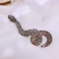 Retro rhinestone snake brooch close-up, vintage crystal animal lapel pin for men scarf. - Large Snake Brooches