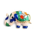 Exotische emaille strass olifant broche, kleurrijke dierenspeld voor stijlvolle kleding decoratie. - Kattenoog Geëmailleerde Olifant Blauw
