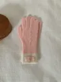 Pink and white colorblock knitted gloves, warm winter touchscreen gloves for women. - One Size / Pink
