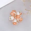 Vintage mini metal hair claw clip with cute soft clay rose flowers for women daily hair styling. - Flower Style / Orange