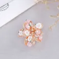 Charming floral hair claw clip with pink and white clay roses and gold alloy finish for daily wear. - Flower Style / Pink