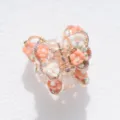 Vintage butterfly hair claw clip with charming ceramic flowers and rhinestones for women. - Butterfly Style / Orange