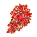 Vintage red crystal brooch exquisite gold tone rhinestone floral corsage pin jewelry for apparel accessories - Red Feather