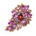 Vintage kristal glas broche, elegante paarse strass lapel speld voor dames en heren. - Paarse Veervorm