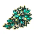 Vintage green crystal glass brooch pin for women men elegant apparel accessories fashion - Green Feather Shape