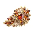 Vintage amber kristal brosche elegante goudkleurige strass speld modieus kleding accessoire - Veer Champagne
