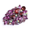 Kristalen strass broche speld, elegant paars rood bloemig mode kleding accessoire - Paarse Bladvorm