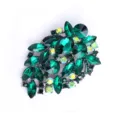Elegante groene kristallen bloem broche vintage stijl kleding accessoire mode sieraad - Bladgroen