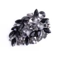 Elegante zwarte kristallen strass broche vintage stijl kleding accessoire voor dames en heren - Blad Zwart