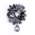 Elegante zwarte kristal glas broche strass corsage luxe mode speld voor kleding accessoires - Waterdruppel Zwart