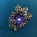 Vintage crystal glass brooch rhinestone flower suit pin elegant banquet jewelry fashion accessory - Amethyst Multi-Leaf Vine Flower