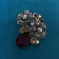 Vintage Crystal Glass Rhinestone Flower Brooch Pin For Elegant Banquet Suit Wear New - Red Crystal Double-Headed Camellia