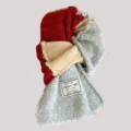 Korean design wool blend color block knit scarf for women autumn and winter warm cozy fashion. - 25X170cm / Red Gray Mix