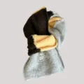 Knit-Schal im koreanischen Stil für Damen, kuscheliger Wollmix Blockfarben Winterschal. - 25X170cm / Kaffee Grau Patchwork