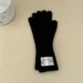 Koreanische schwarze Woll-Touchscreen-Handschuhe, warme Wintermode-Accessoires für Damen. - M / Schwarz
