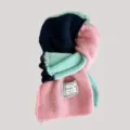 Farbblock Strickschal für Damen, warmer Winter Wollmischung Halswärmer in Rosa und Marineblau. - 25X170cm / Rosa Grün Patchwork