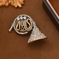 Vintage rhinestone brass horn brooch elegant metal apparel pin for women fashion decoration - Musical Instrument Series - French Horn