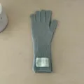 Graue Damen Strickhandschuhe mit Touchscreen Funktion, einfarbige warme Winterhandschuhe. - M / Hellgrün