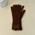 Braune Strickhandschuhe für Damen, Herbst Winter warme Touchscreen Handschuhe einfarbig. - M / Braun