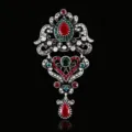 Vintage baroque rhinestone brooch for women elegant crystal clothing corsage accessory - Abstract Pattern Antique Silver Style / Antique Silver