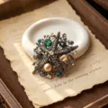 Vintage starfish brooch with colorful rhinestones and pearl alloy fashion jewelry accessory - Big Starfish Brooch (Champagne Pearl)