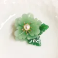 Elegant green pearl flower brooch, imitation jadeite petal pin for retro qipao dress accessory - Green Jade Begonia (Green Flower)