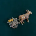 Vintage enamel donkey cart brooch, sparkling rhinestone crystal pin for coat shawl scarf dress. - Mule Cart Brooch