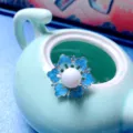 Horquilla de pelo flor cloisonne estilo chino elegante esmalte azul para accesorios Hanfu. - Estilo Flor de Bauhinia / Pieza Única / Azul cielo