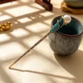 Vintage rhinestone pearl hair stick elegant antique hairpin for women Hanfu accessories - Vintage Spiral Tulip Pearl Hair Stick / Blue