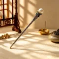 Vintage metal pearl rhinestone hairpin, elegant Hanfu hair stick accessory for women. - Vintage Spiral Tulip Pearl Hair Stick / Purple