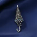Creative rhinestone umbrella brooch crystal lapel pin suit clothing accessories for women - Long Handle Umbrella Black