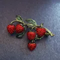 Leuke rode aardbei geëmailleerde broche pin vintage stijl mode kleding accessoire - Stijl Meerdere Aardbeien