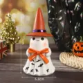 Detailed macro view of the resin Halloween ghost figurine showing 13cm height dimensions. - Bow Tie Style / Ghost With Orange Hat