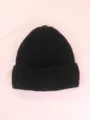 Bonnet d'hiver en tricot noir minimaliste avec texture côtelée chaude et douce - Noir