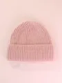 Bonnet en tricot rose doux pour adultes et enfants, bonnet d'hiver chaud côtelé. - Rose racine de lotus