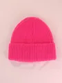Bonnet en maille côtelée rose vif classique pour la chaleur hivernale et le style - Rose
