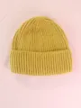 Bonnet en tricot jaune chaud de qualité pour l'automne et l'hiver style épuré - Jaune