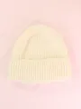Bonnet en maille blanc crème chaud pour enfants et adultes, bonnet d'hiver côtelé. - Blanc Cassé