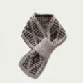 Korean style retro diamond pattern knitted cross scarf winter warm wool neckerchief for women - 12X80cm / Mocha Brown